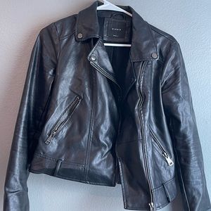 Black leather cropped jacket